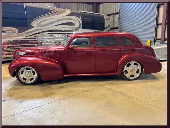 Classic red car with shiny finish
