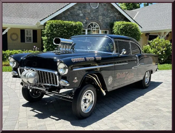 Classic black hot rod car