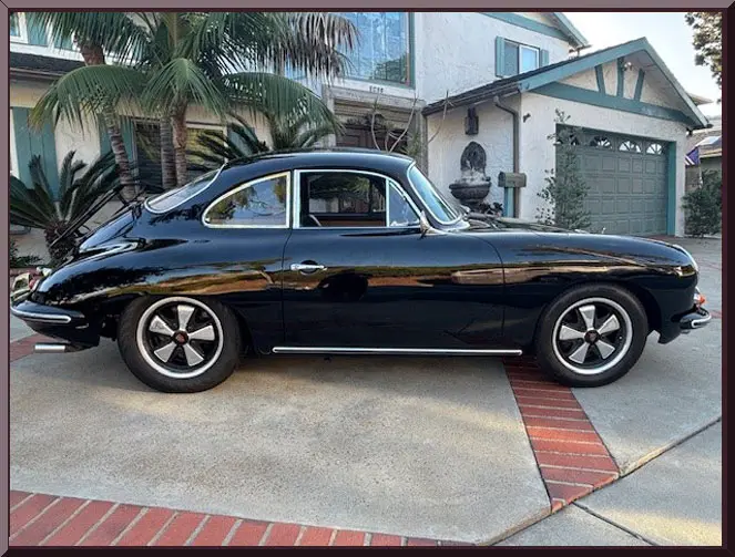 Retro vehicle in suburban setting