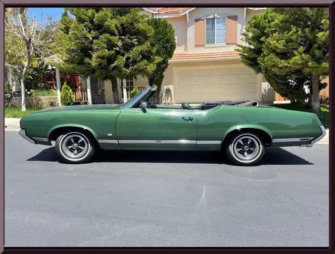 Vintage car in residential area