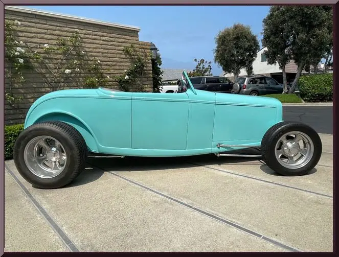 Vintage teal convertible car