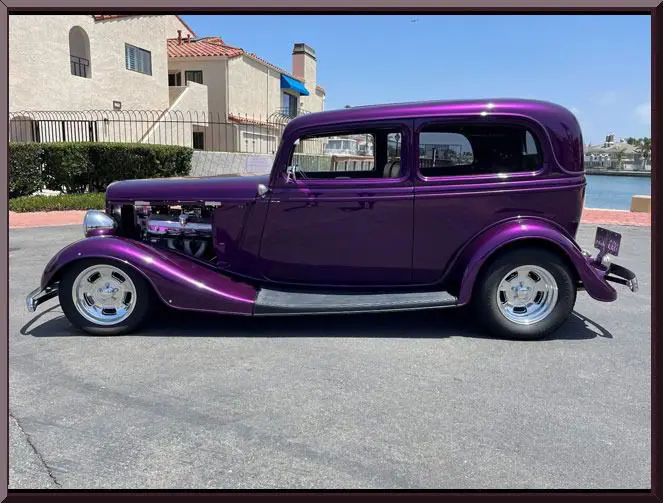 Retro purple car with chrome details