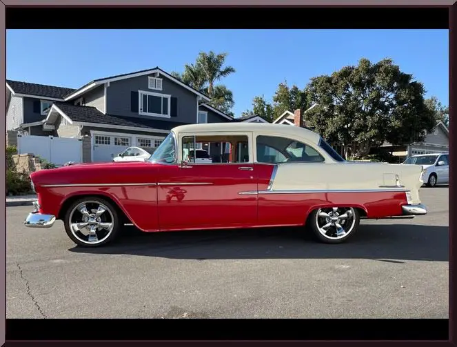 Classic red and white vintage car