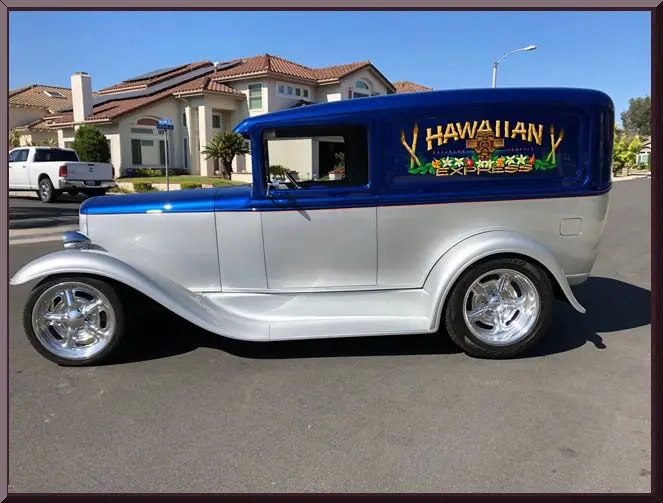 Silver and blue retro vehicle