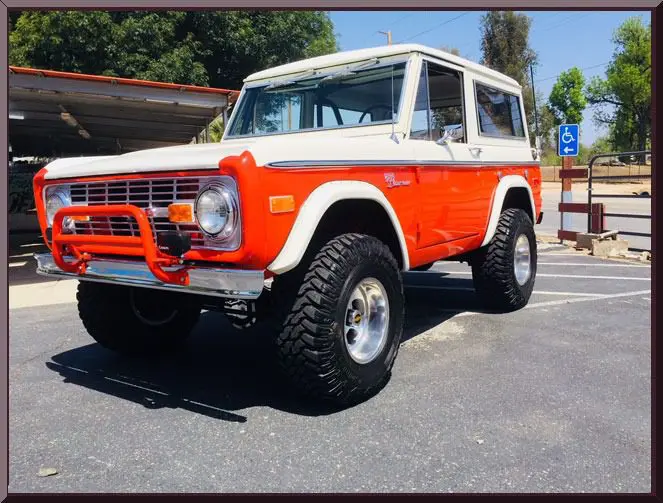 Classic off-road vehicle in parking lot