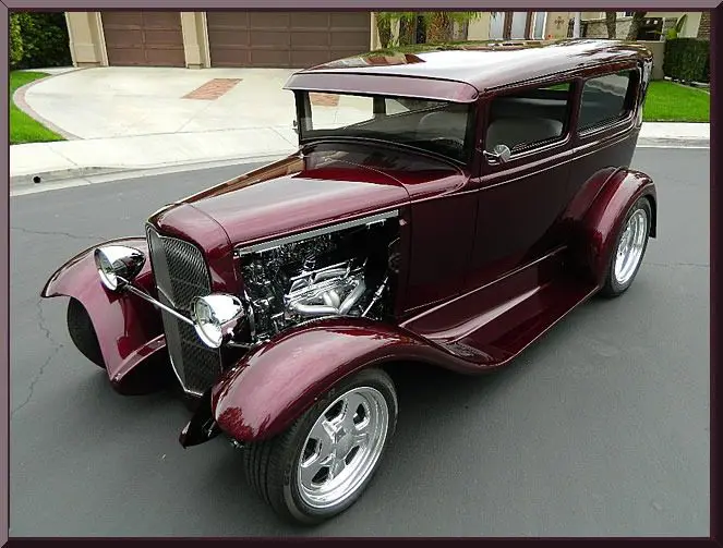 Shiny retro automobile on display