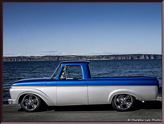 Classic blue and silver pickup truck