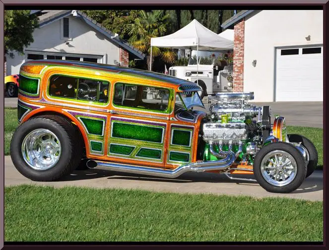 Custom hot rod with vibrant paint