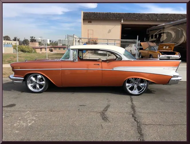 Retro car with shiny chrome wheels