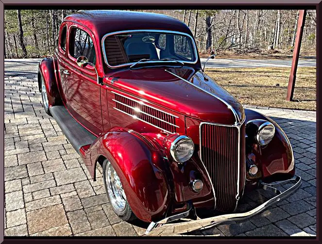 Classic car with shiny chrome details