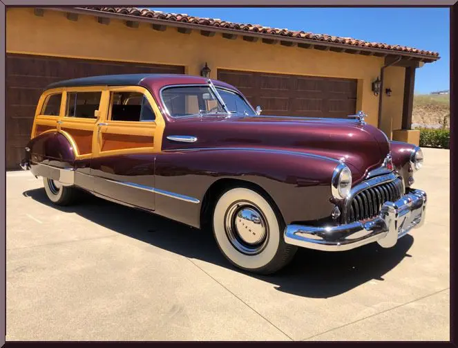 Retro automobile with wooden accents