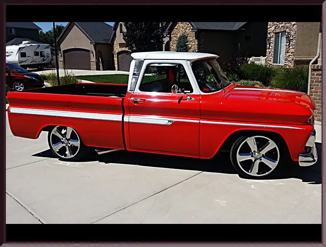 Retro pickup truck side view
