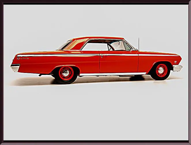 Classic red vintage car side view