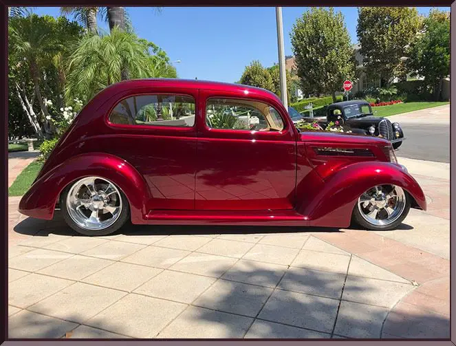 Classic car with shiny rims