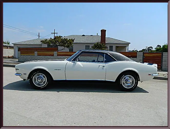 Classic white vintage car side view