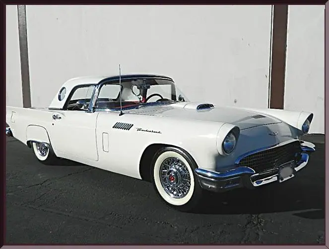 Retro white car with chrome details