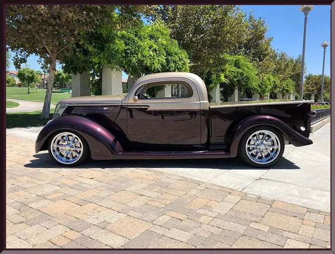 Restored retro truck in park setting