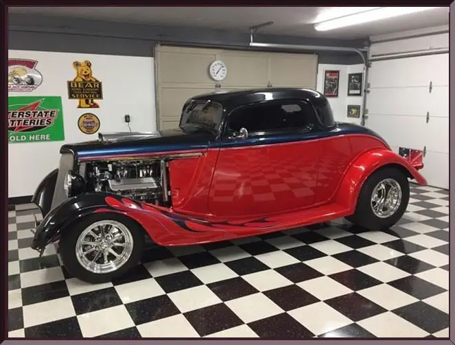 Classic car with exposed engine