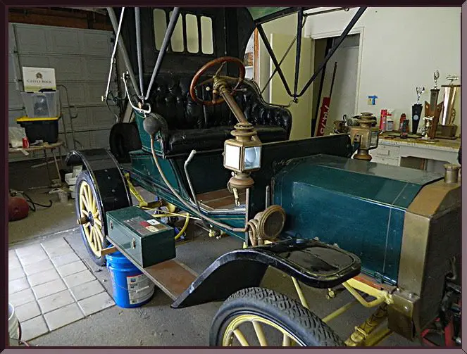 Antique automobile with brass details