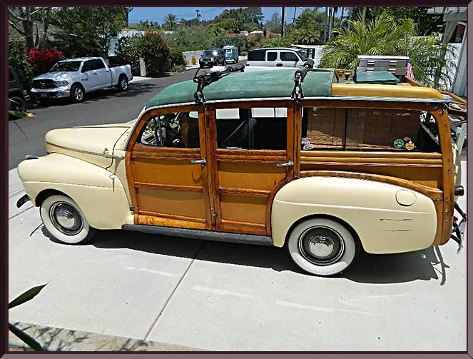 Classic car with wooden panels