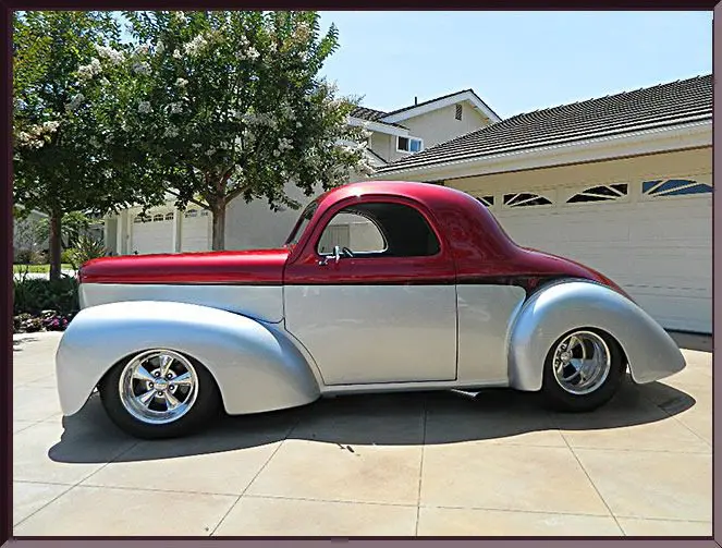 Classic red and silver vintage car