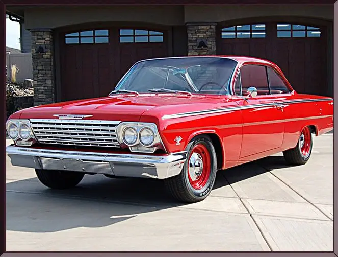 Classic red car with chrome details
