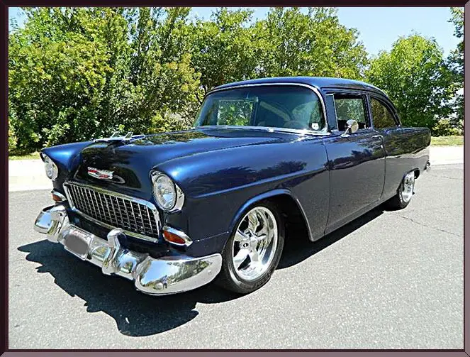 Shiny retro car with chrome details