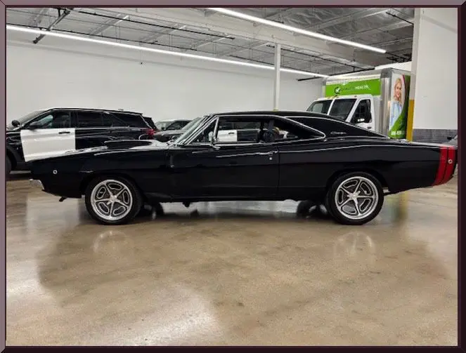 Side view of a vintage black car