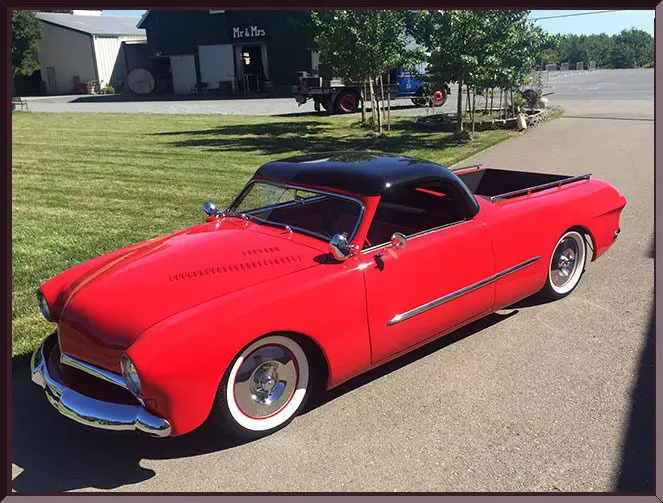 Retro red car with sleek design