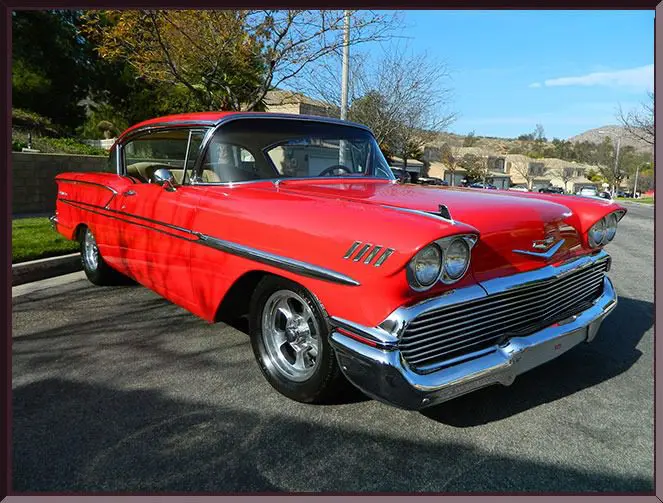 Retro automobile with shiny chrome detailing