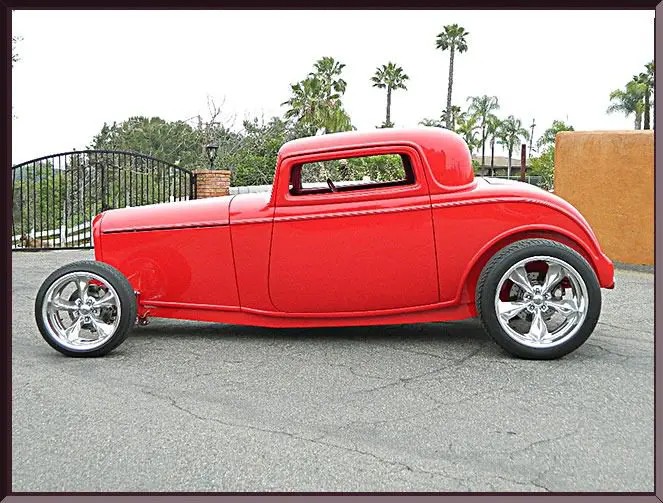 Classic hot rod on display outdoors