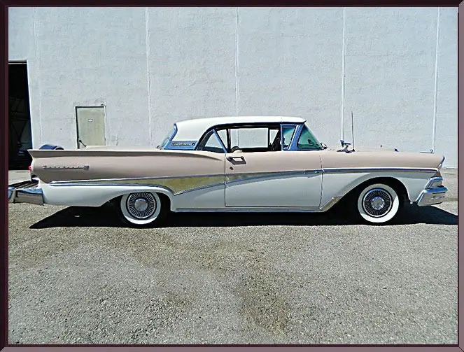 Retro beige and white automobile