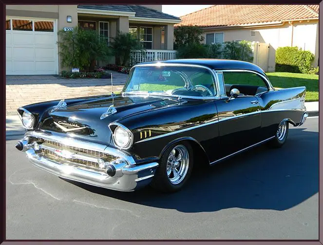Shiny vintage car with chrome detailing.