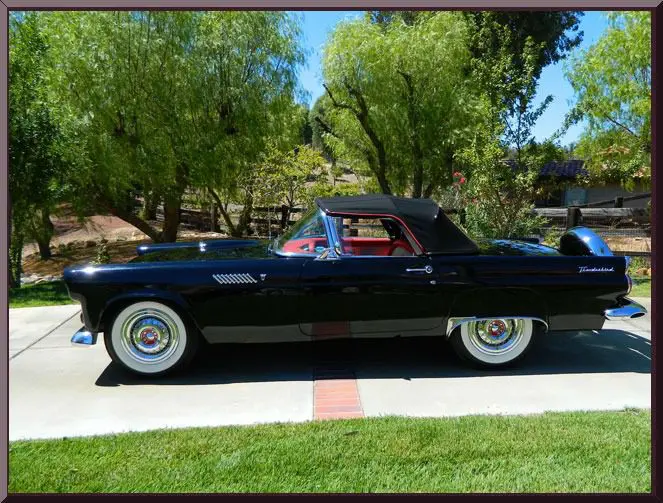 Retro vehicle with red interior