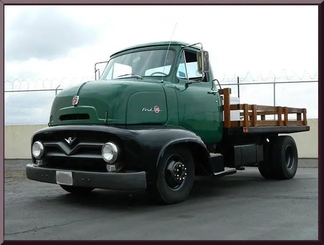 Vintage green and black flatbed truck