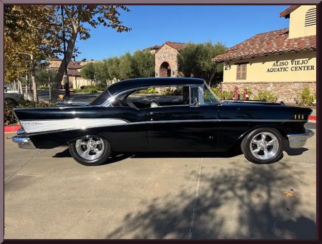 Vintage car beside aquatic center