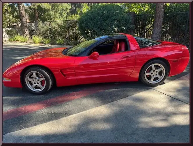 Classic red car with targa top