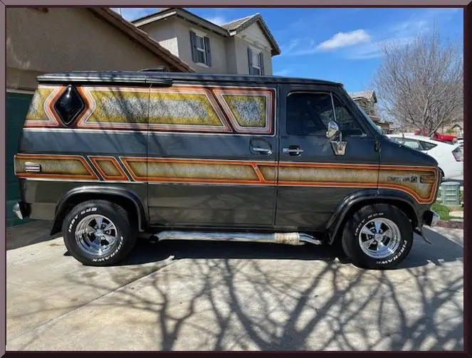 Retro custom van with artistic paintwork