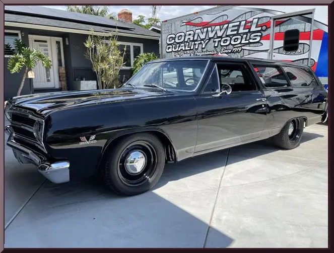 Vintage car with shiny black finish