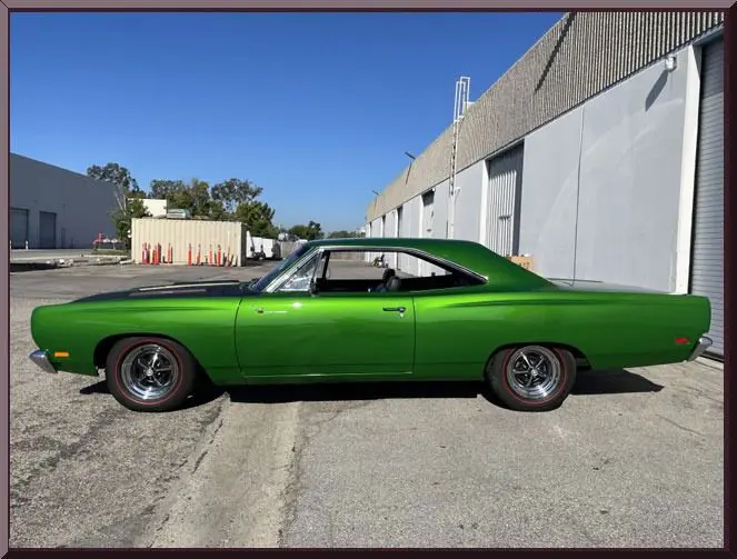 Vintage muscle car on street